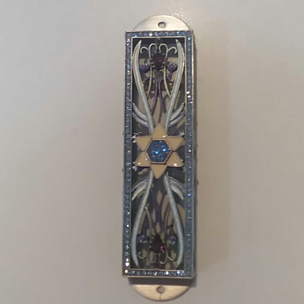 Gemstone Metal Mezuzah including scroll